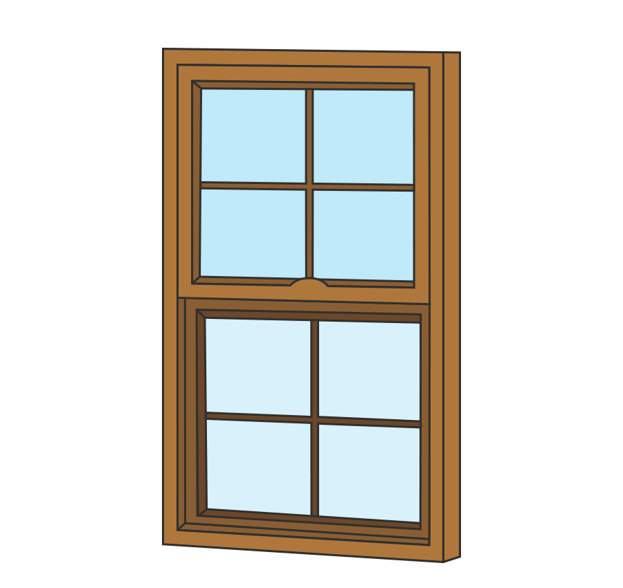 Double-hung Wooden window frame