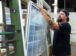 Cody working on final window assembly