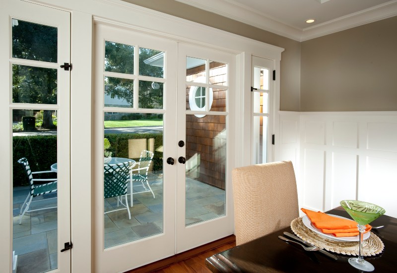 Elegant white patio doors opening to outdoor seating area in a home located in Columbus, Ohio